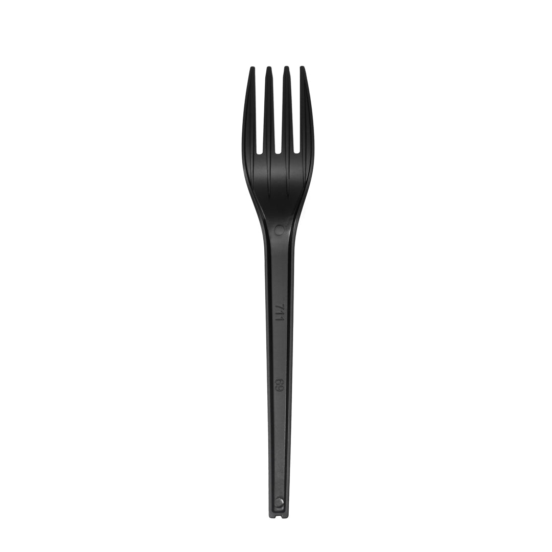 Basic Nature Black CPLA Plastic Fork - Wrapped, Heat-Resistant, Compostable - 6 1/2" - 50 count box