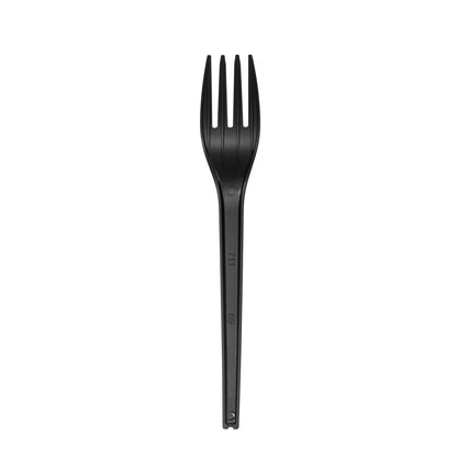 Basic Nature Black CPLA Plastic Fork - Wrapped, Heat-Resistant, Compostable - 6 1/2" - 50 count box