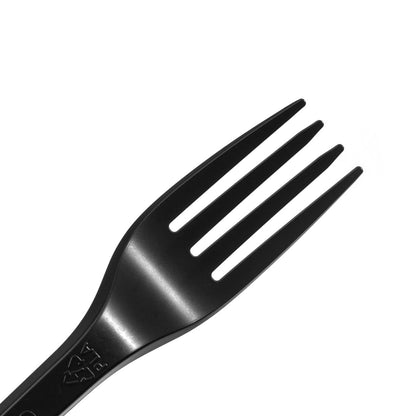 Basic Nature Black CPLA Plastic Fork - Wrapped, Heat-Resistant, Compostable - 6 1/2" - 50 count box
