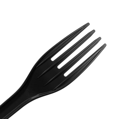 Basic Nature Black CPLA Plastic Fork - Wrapped, Heat-Resistant, Compostable - 6 1/2" - 50 count box