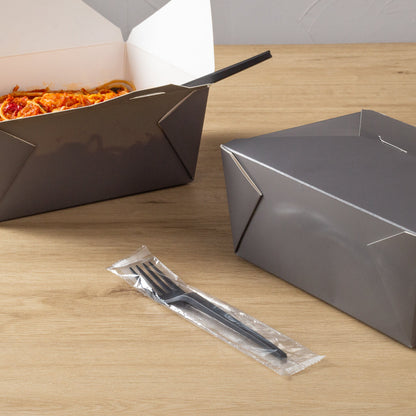 Basic Nature Black CPLA Plastic Fork - Wrapped, Heat-Resistant, Compostable - 6 1/2" - 50 count box