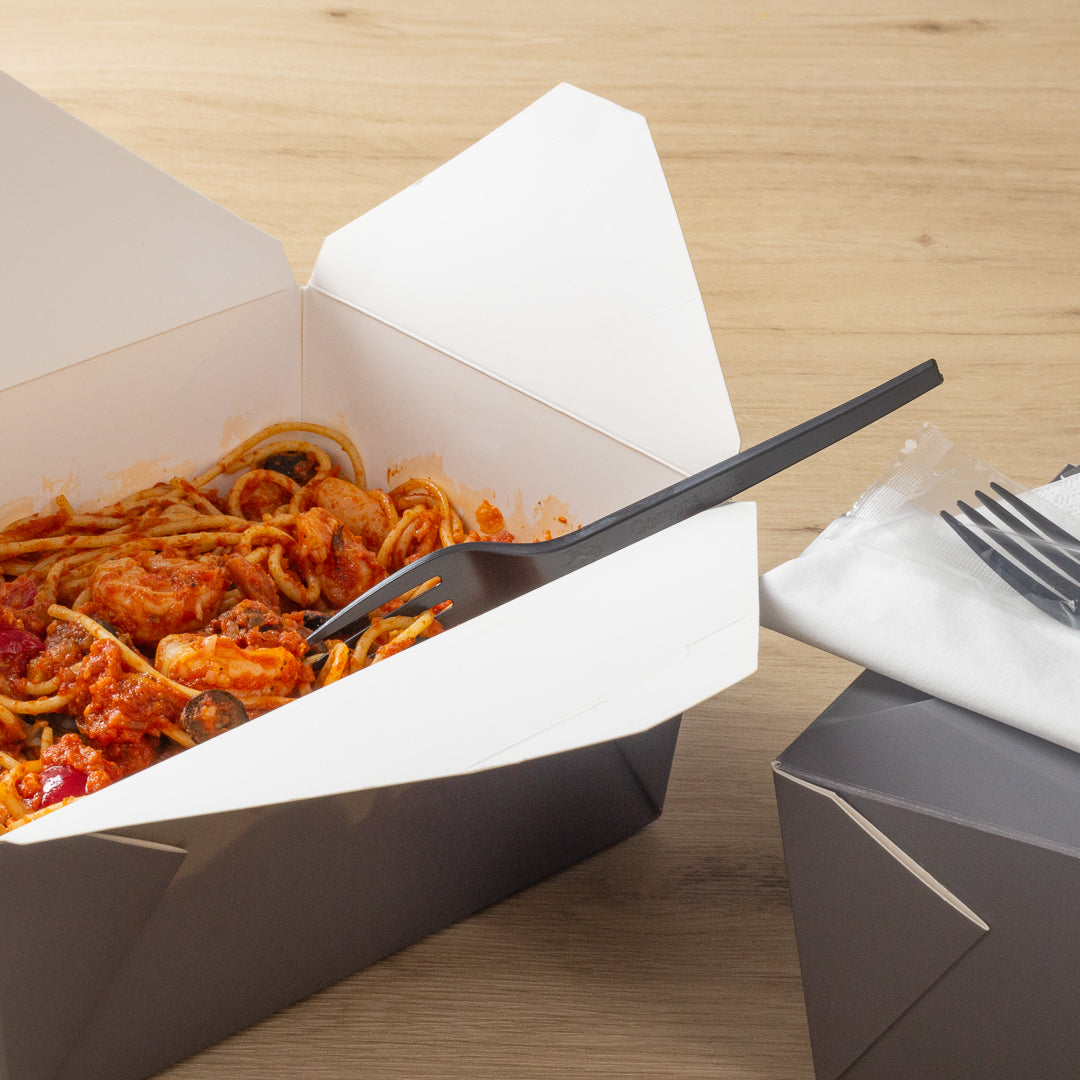 Basic Nature Black CPLA Plastic Fork - Wrapped, Heat-Resistant, Compostable - 6 1/2" - 50 count box