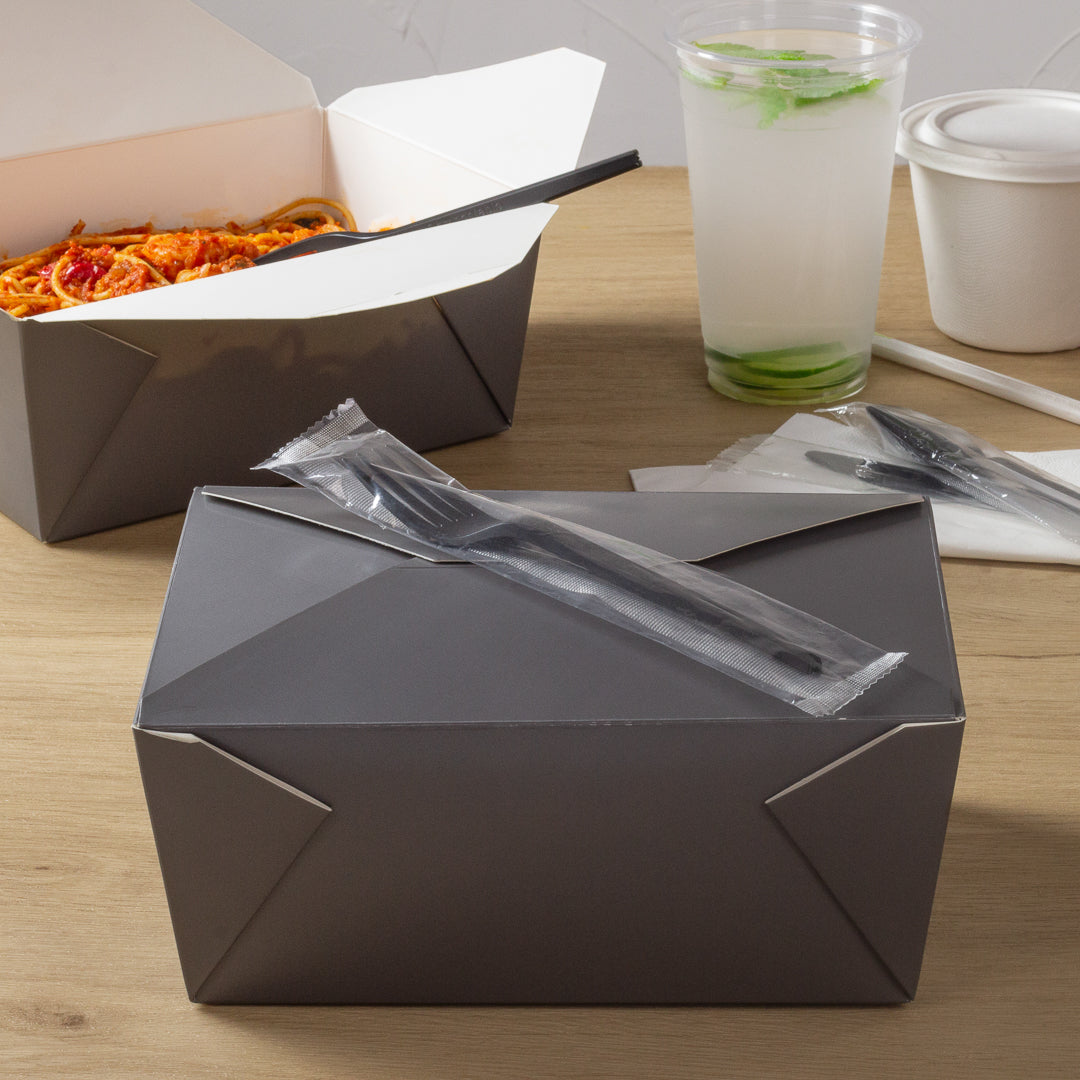 Basic Nature Black CPLA Plastic Fork - Wrapped, Heat-Resistant, Compostable - 6 1/2" - 50 count box