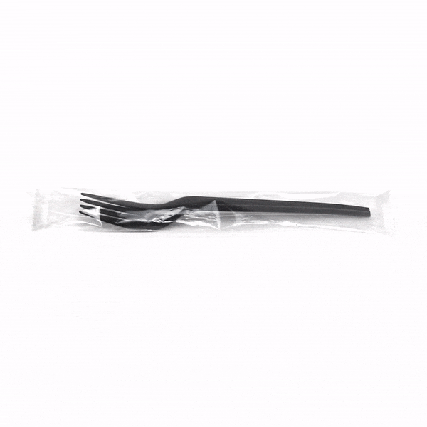 Basic Nature Black CPLA Plastic Fork - Wrapped, Heat-Resistant, Compostable - 6 1/2" - 250 count box