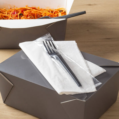 Basic Nature Black CPLA Plastic Fork - Wrapped, Heat-Resistant, Compostable - 6 1/2" - 250 count box