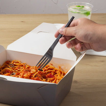 Basic Nature Black CPLA Plastic Fork - Wrapped, Heat-Resistant, Compostable - 6 1/2" - 250 count box