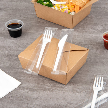 Basic Nature White CPLA Plastic Fork - Wrapped, Heat-Resistant, Compostable - 6 1/2" - 50 count box