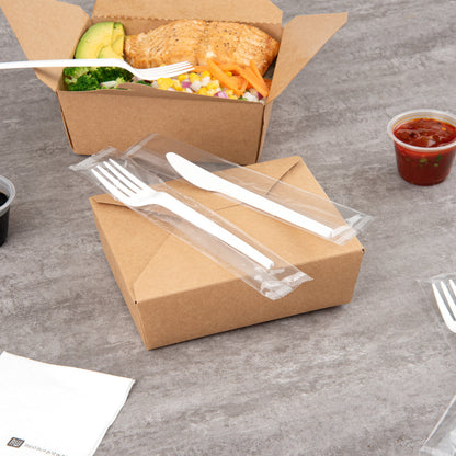 Basic Nature White CPLA Plastic Fork - Wrapped, Heat-Resistant, Compostable - 6 1/2" - 50 count box