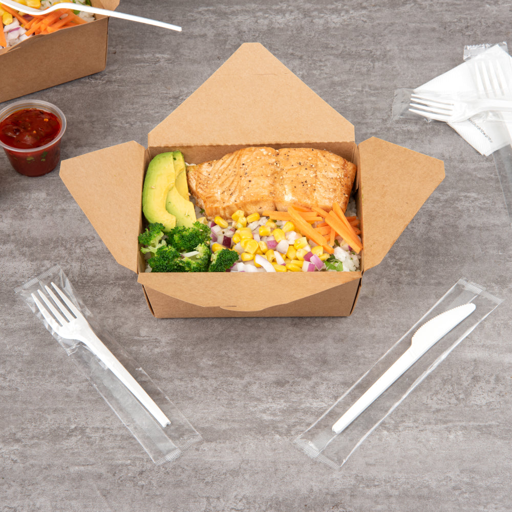 Basic Nature White CPLA Plastic Fork - Wrapped, Heat-Resistant, Compostable - 6 1/2" - 50 count box