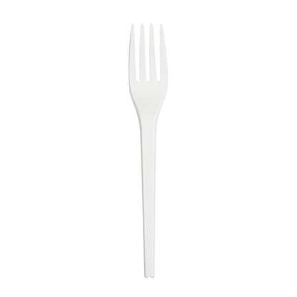 Basic Nature White CPLA Plastic Fork - Wrapped, Heat-Resistant, Compostable - 6 1/2" - 250 count box