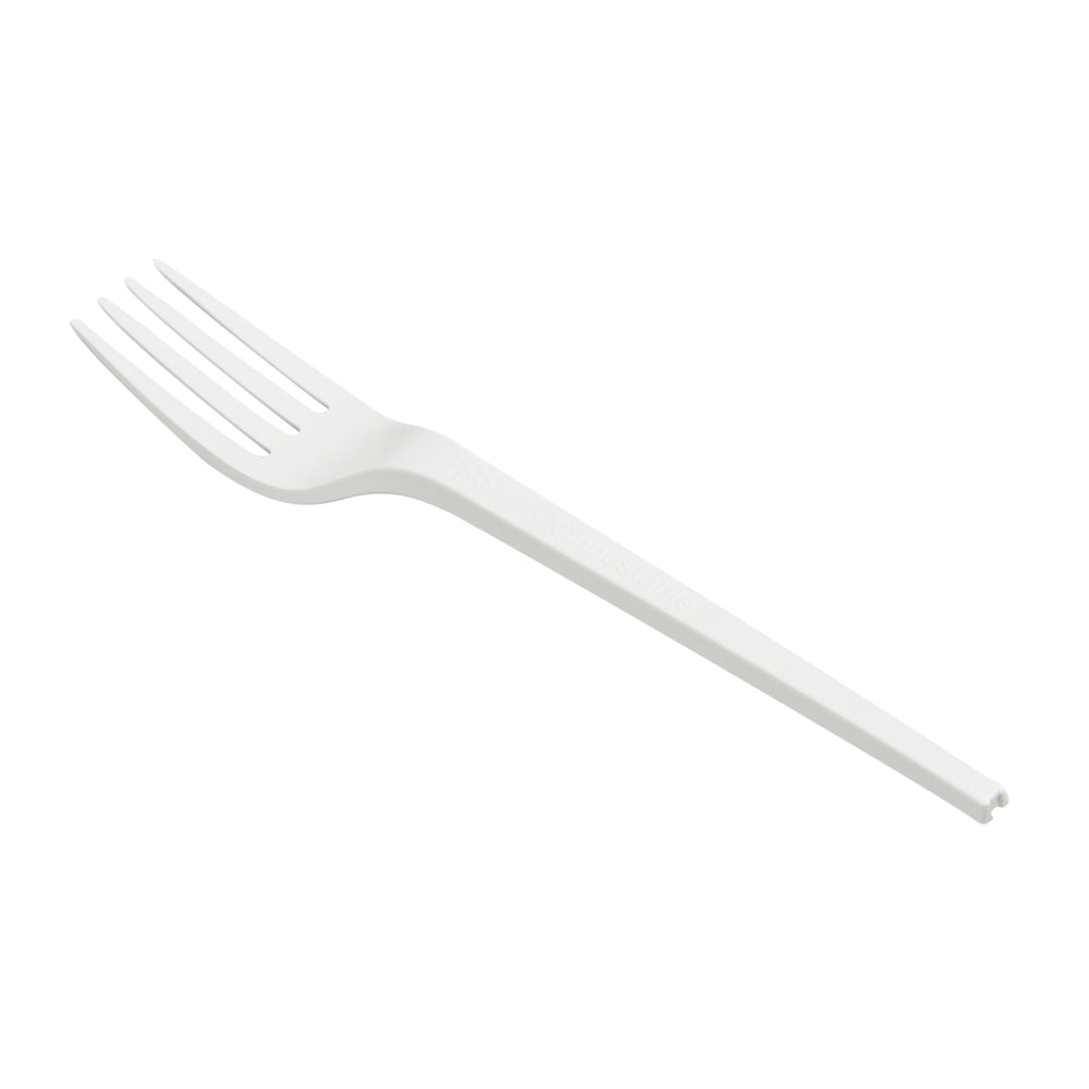 Basic Nature White CPLA Plastic Fork - Wrapped, Heat-Resistant, Compostable - 6 1/2" - 250 count box