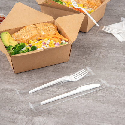 Basic Nature White CPLA Plastic Fork - Wrapped, Heat-Resistant, Compostable - 6 1/2" - 250 count box