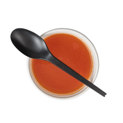 Basic Nature Black CPLA Plastic Spoon - Wrapped, Heat-Resistant, Compostable - 6 1/2" - 250 count box