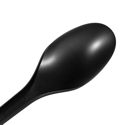 Basic Nature Black CPLA Plastic Spoon - Wrapped, Heat-Resistant, Compostable - 6 1/2" - 250 count box
