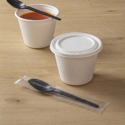 Basic Nature Black CPLA Plastic Spoon - Wrapped, Heat-Resistant, Compostable - 6 1/2" - 250 count box