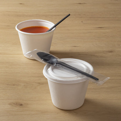 Basic Nature Black CPLA Plastic Spoon - Wrapped, Heat-Resistant, Compostable - 6 1/2" - 250 count box