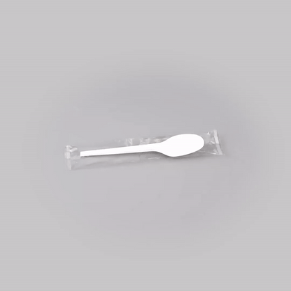 Basic Nature White CPLA Plastic Spoon - Wrapped, Heat-Resistant, Compostable - 6 1/2" - 50 count box
