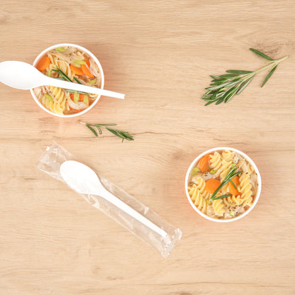 Basic Nature White CPLA Plastic Spoon - Wrapped, Heat-Resistant, Compostable - 6 1/2" - 50 count box