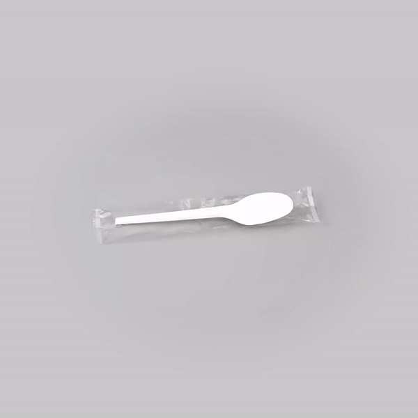 Basic Nature White CPLA Plastic Spoon - Wrapped, Heat-Resistant, Compostable - 6 1/2" - 250 count box