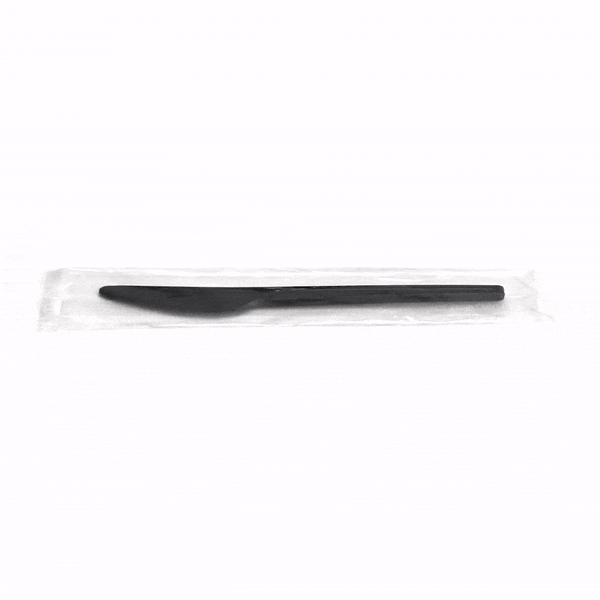 Basic Nature Black CPLA Plastic Knife - Wrapped, Heat-Resistant, Compostable - 6 1/2" - 50 count box