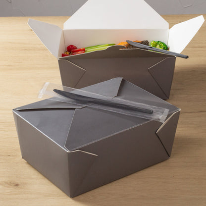Basic Nature Black CPLA Plastic Knife - Wrapped, Heat-Resistant, Compostable - 6 1/2" - 50 count box