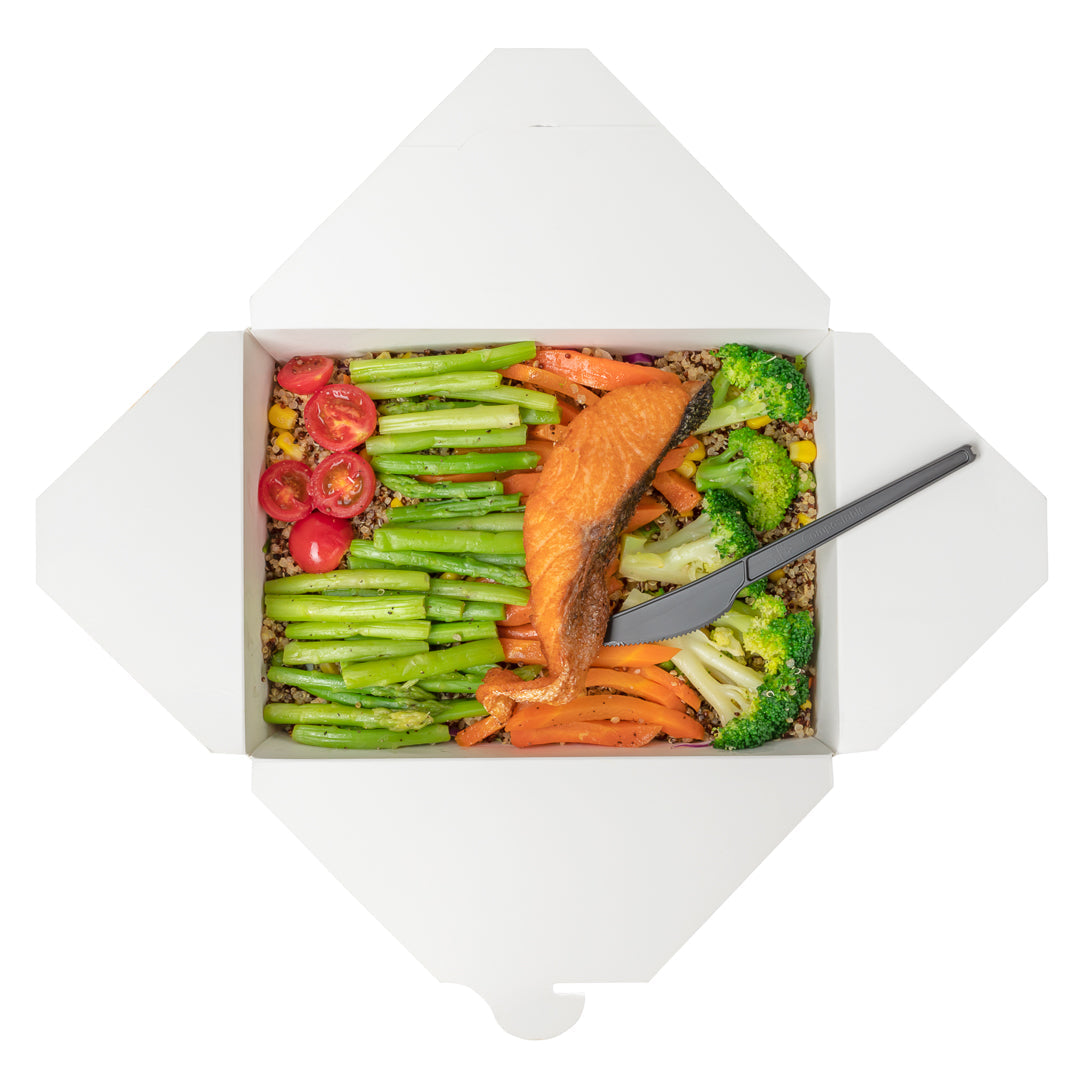 Basic Nature Black CPLA Plastic Knife - Wrapped, Heat-Resistant, Compostable - 6 1/2" - 250 count box