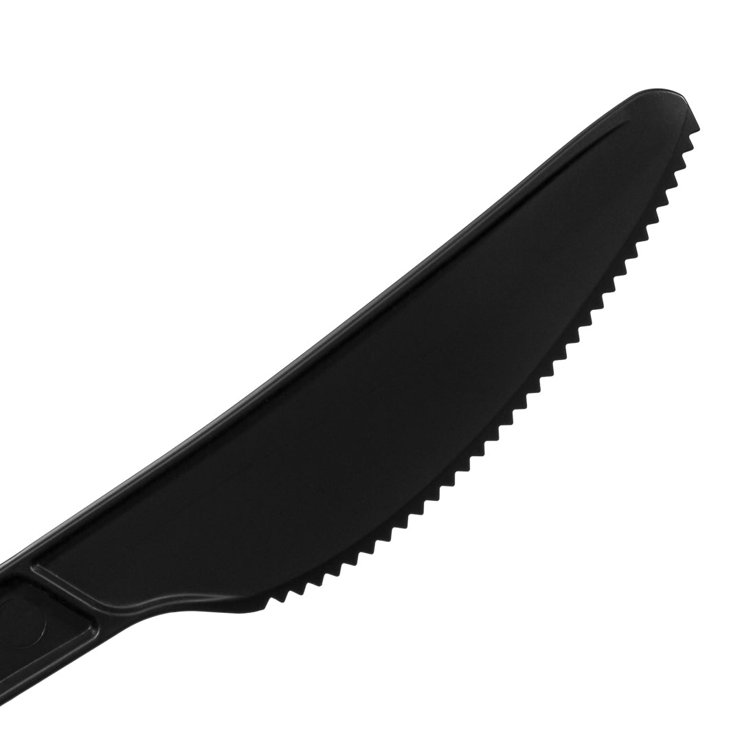 Basic Nature Black CPLA Plastic Knife - Wrapped, Heat-Resistant, Compostable - 6 1/2" - 250 count box