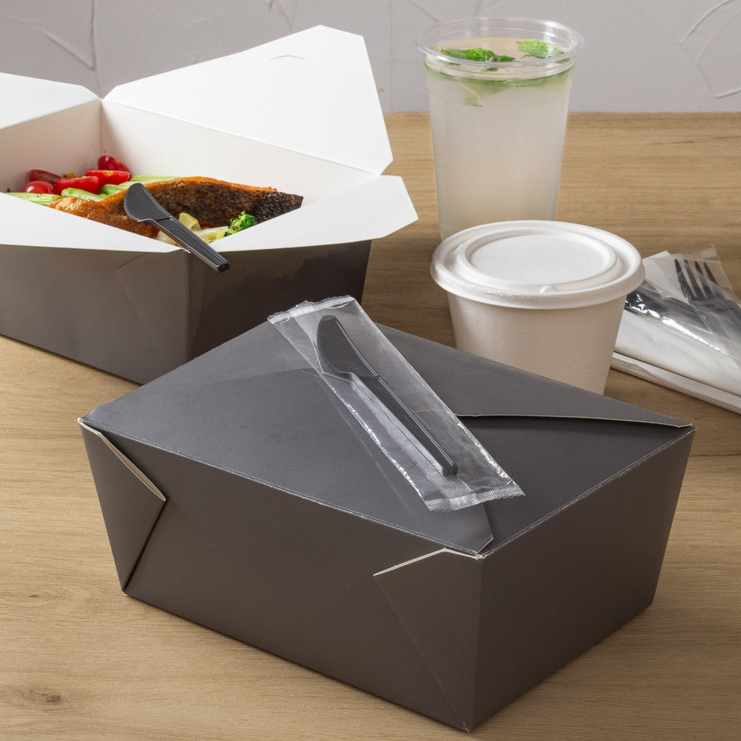Basic Nature Black CPLA Plastic Knife - Wrapped, Heat-Resistant, Compostable - 6 1/2" - 250 count box