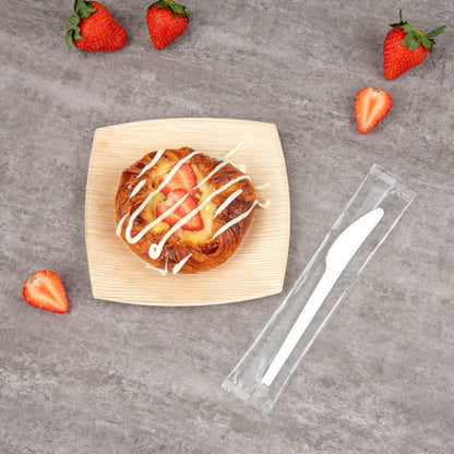 Basic Nature White CPLA Plastic Knife - Wrapped, Heat-Resistant, Compostable - 6 1/2" - 250 count box