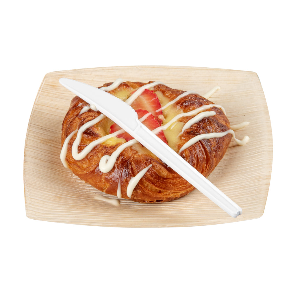 Basic Nature White CPLA Plastic Knife - Wrapped, Heat-Resistant, Compostable - 6 1/2" - 50 count box