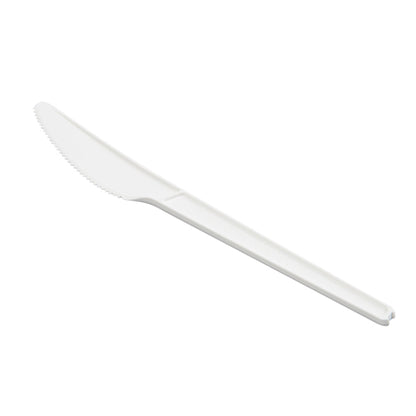 Basic Nature White CPLA Plastic Knife - Wrapped, Heat-Resistant, Compostable - 6 1/2" - 50 count box