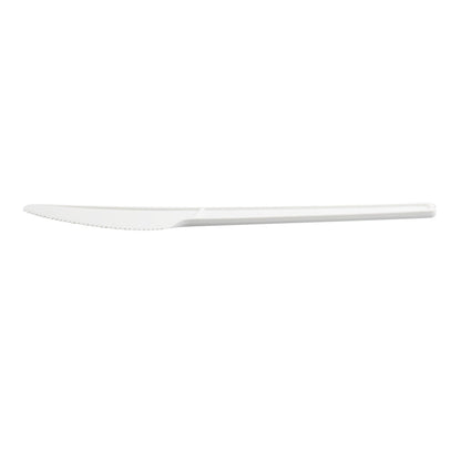 Basic Nature White CPLA Plastic Knife - Wrapped, Heat-Resistant, Compostable - 6 1/2" - 250 count box