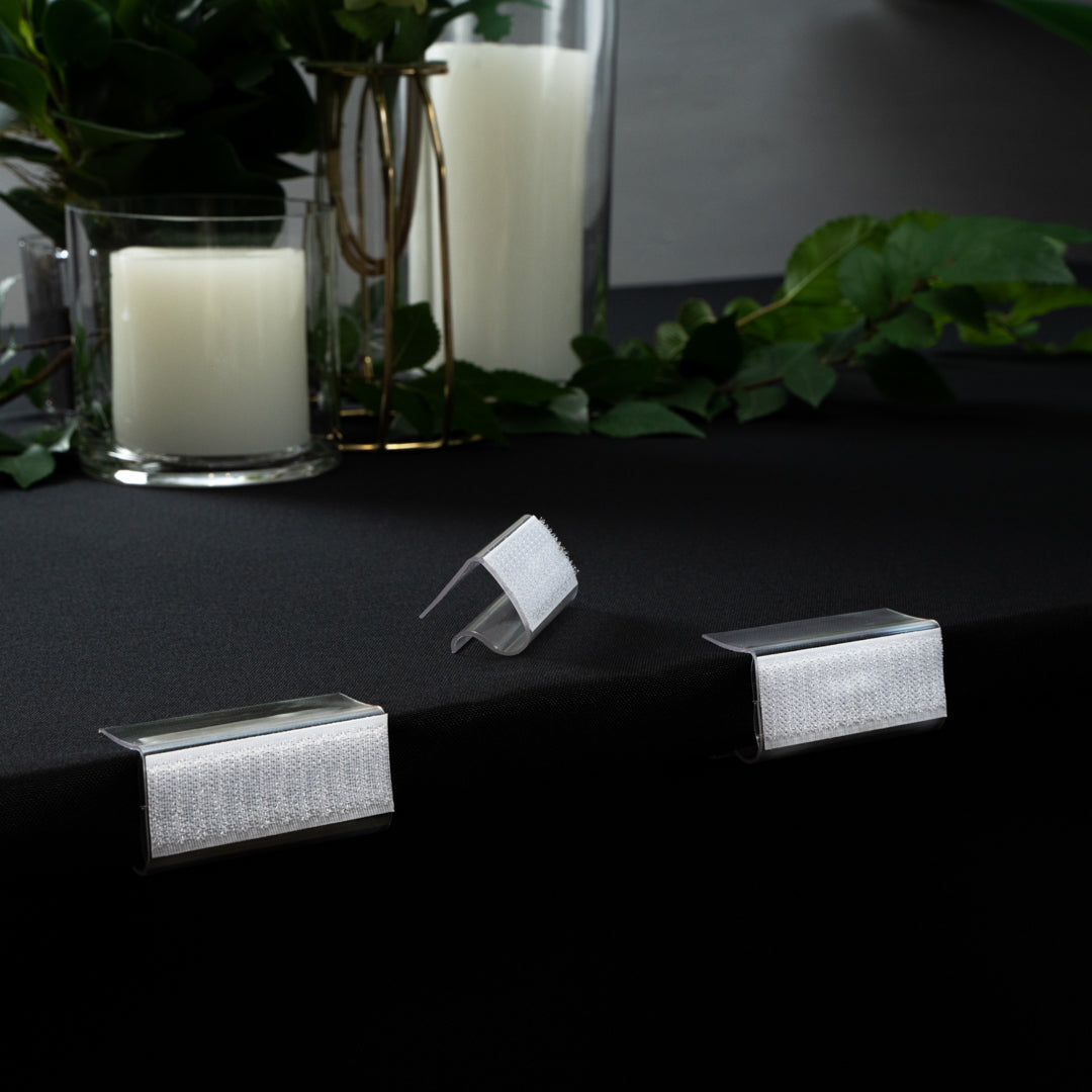 Table Tek Rectangle Clear Plastic Table Cover / Tablecloth Clip - for 3/4" to 1" Thick Tables - 2 1/2" - 10 count box