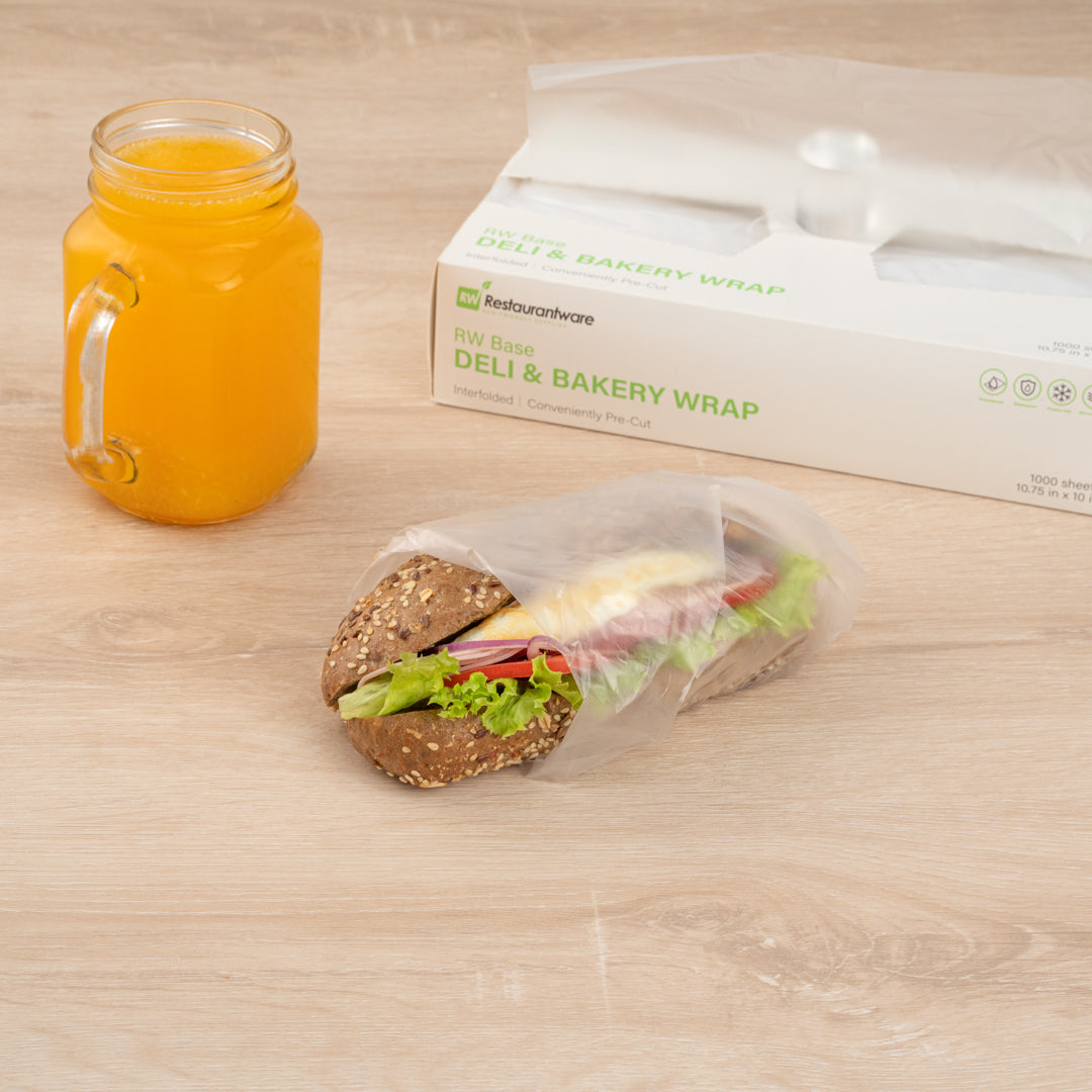 Chef 101 Plastic Interfolded Deli and Bakery Wrap - 10 3/4" x 10" - 1000 count box