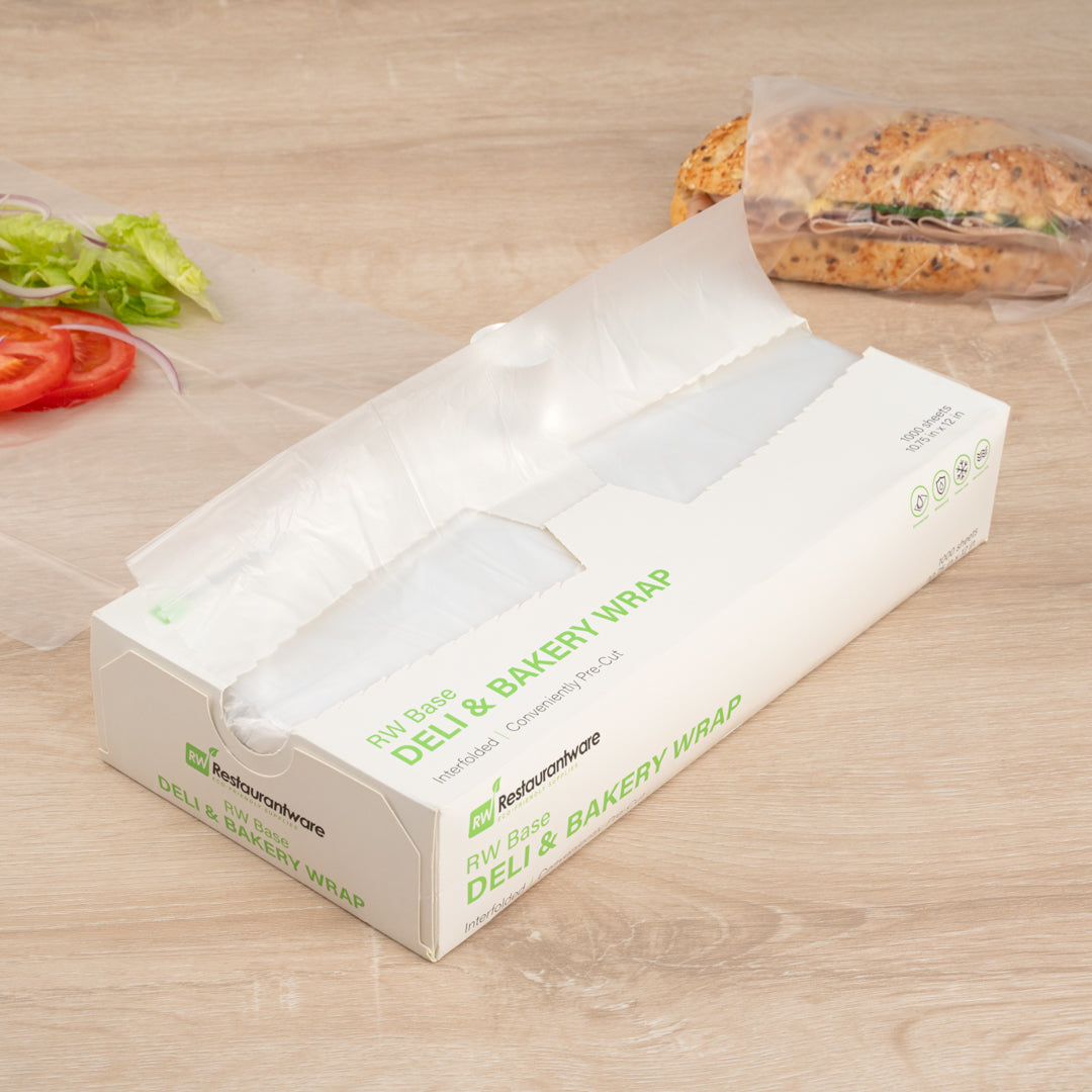 Chef 101 Rectangle Plastic Interfolded Deli and Bakery Wrap - 12" x 10 3/4" - 1000 count box