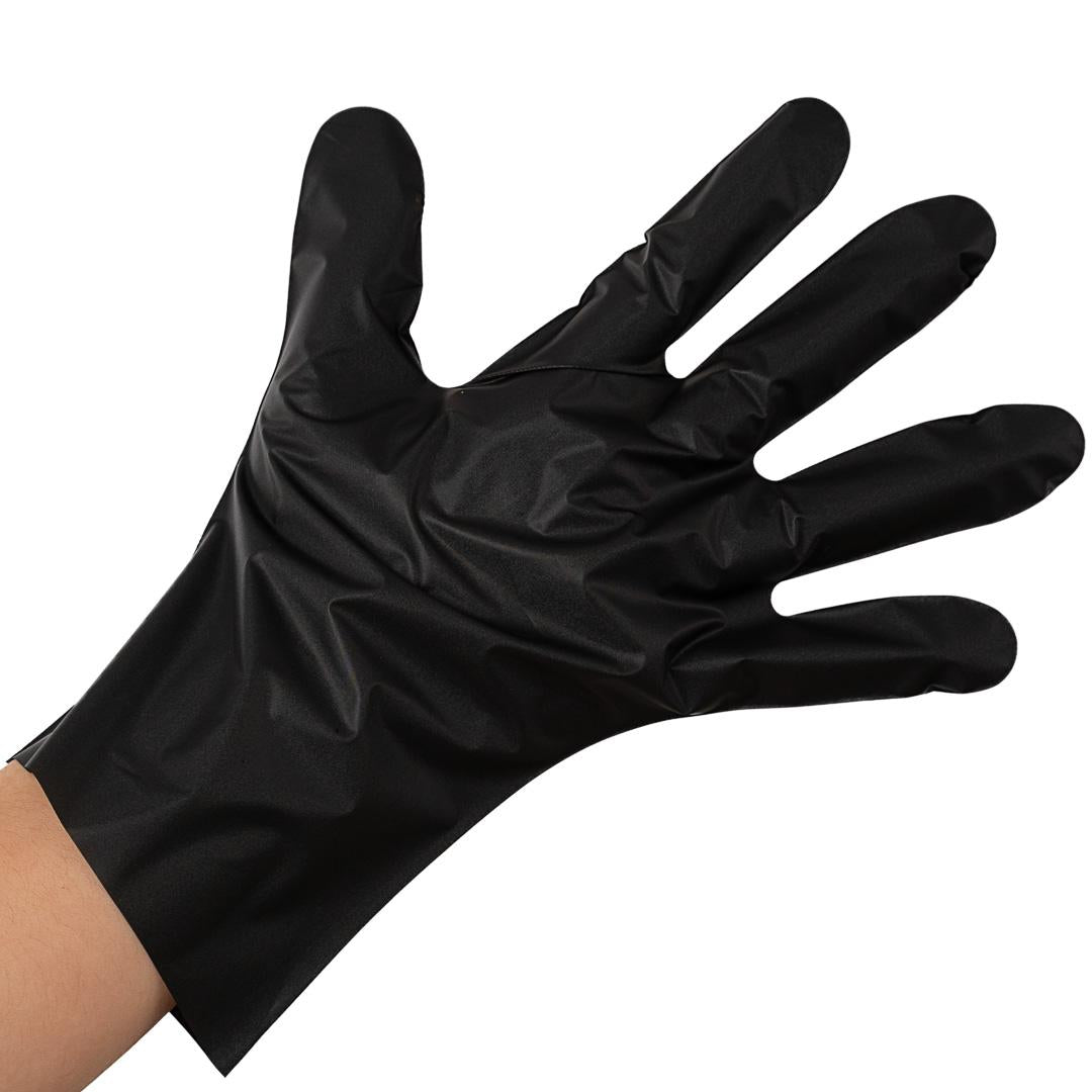 Serve Secure Black TPE Hybrid Plastic Medium Foodservice Gloves - Latex Free, Powder Free - 10 1/4" x 8 1/2" - 200 count box