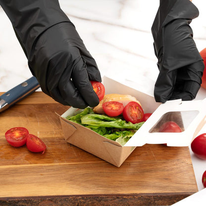 Serve Secure Black TPE Hybrid Plastic Medium Foodservice Gloves - Latex Free, Powder Free - 10 1/4" x 8 1/2" - 200 count box
