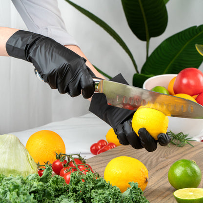 Serve Secure Black TPE Hybrid Plastic Extra Large Foodservice Gloves - Latex Free, Powder Free - 10 1/4" x 9 3/4" - 200 count box