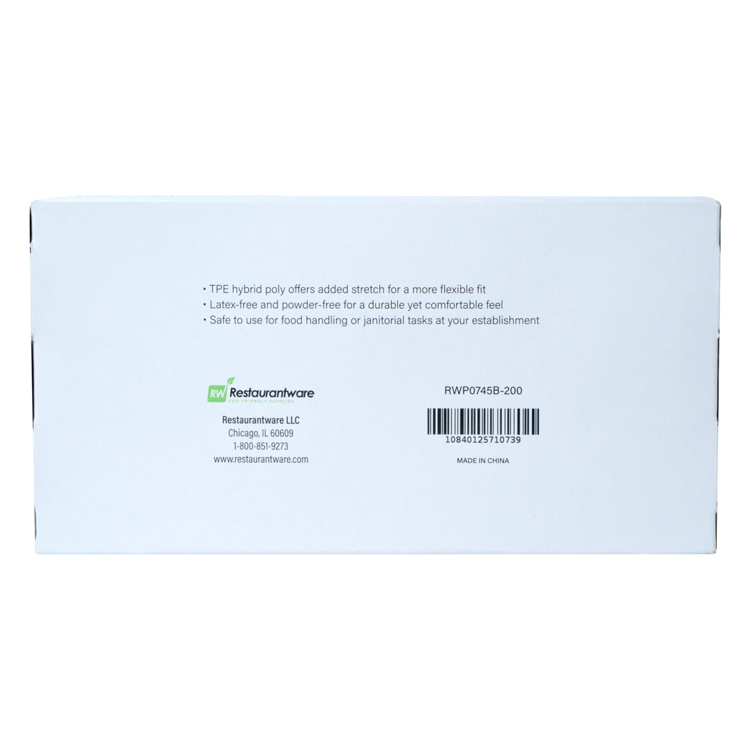 Serve Secure Black TPE Hybrid Plastic Extra Large Foodservice Gloves - Latex Free, Powder Free - 10 1/4" x 9 3/4" - 1000 count box