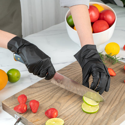 Serve Secure Black TPE Hybrid Plastic Extra Large Foodservice Gloves - Latex Free, Powder Free - 10 1/4" x 9 3/4" - 1000 count box