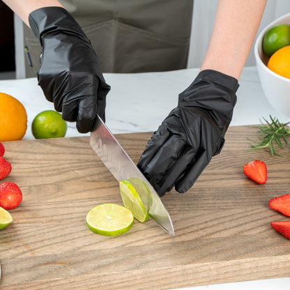 Serve Secure Black TPE Hybrid Plastic XXL Foodservice Gloves - Latex Free, Powder Free - 10 1/4" x 10 1/2" - 200 count box