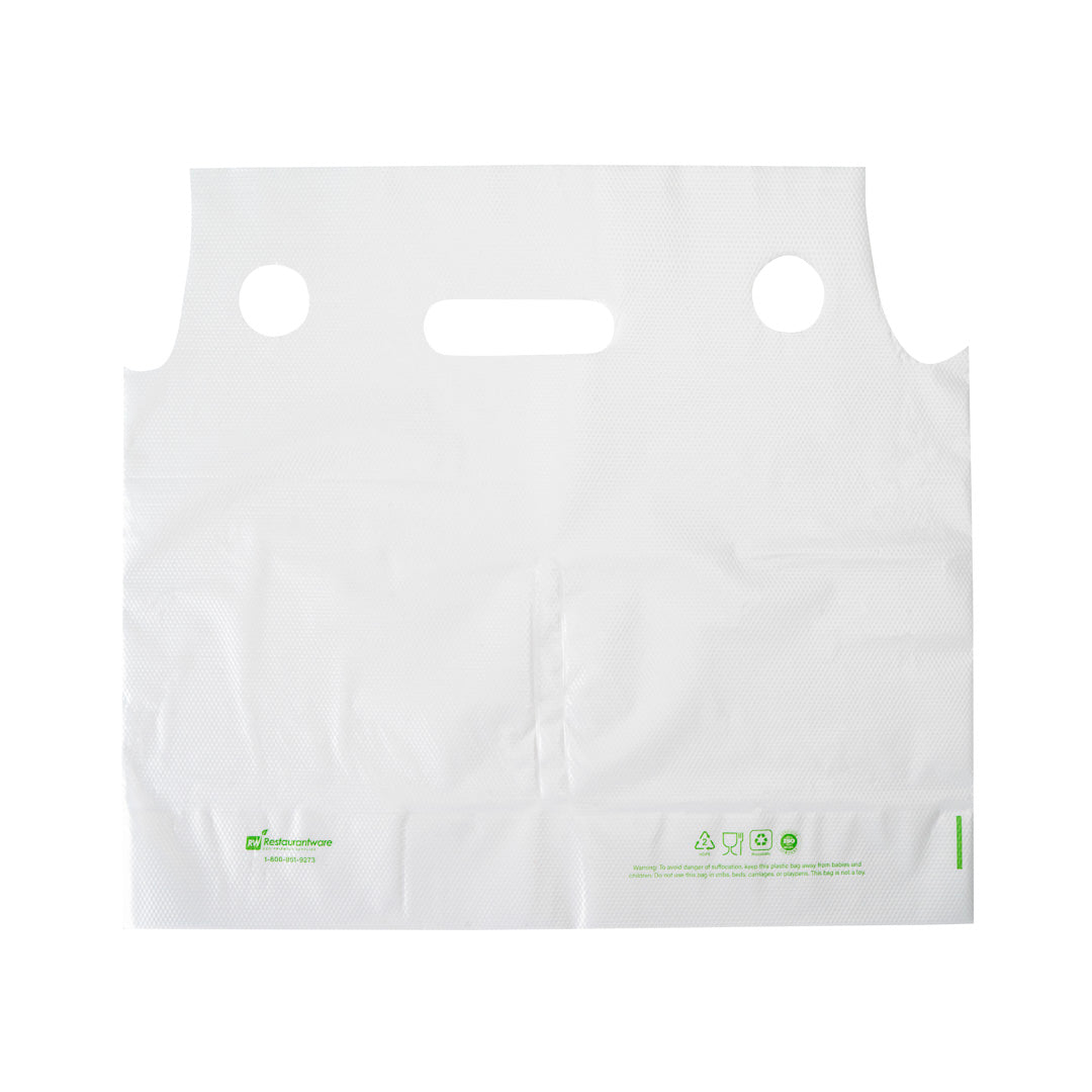 Bag Tek Clear Plastic Drink Carrier Bag - Fits 2 Cups - 12 1/2" x 3 1/4" x 11" - 100 count box