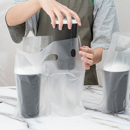 Bag Tek Clear Plastic Drink Carrier Bag - Fits 2 Cups - 12 1/2" x 3 1/4" x 11" - 100 count box