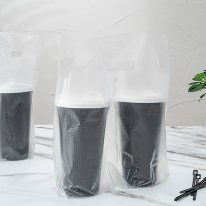 Bag Tek Clear Plastic Drink Carrier Bag - Fits 2 Cups - 12 1/2" x 3 1/4" x 11" - 100 count box