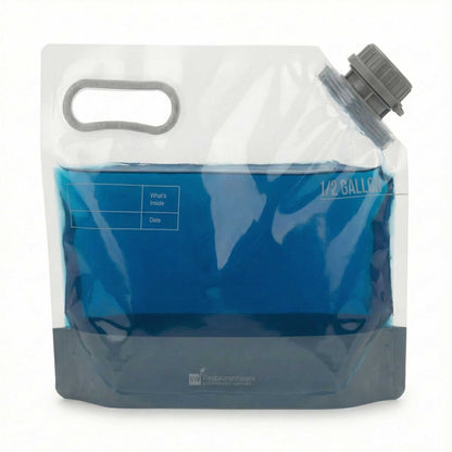 Cater Tek 1/2 gal Clear Plastic Take Out Drink Bag - with Safety Cap - 11 3/4" x 4 1/4" x 9" - 2 count box