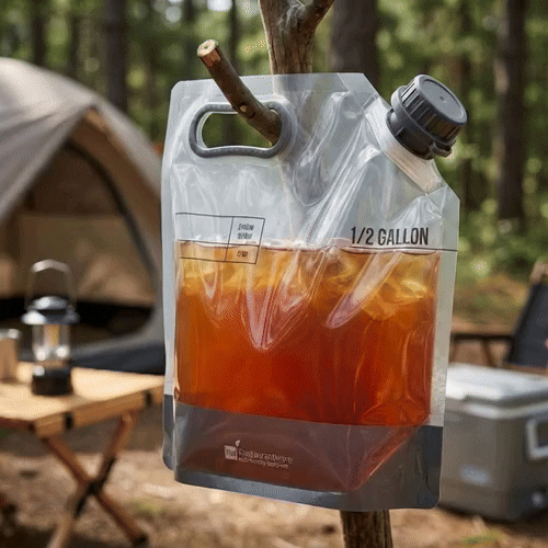 Cater Tek 1/2 gal Clear Plastic Take Out Drink Bag - with Safety Cap - 11 3/4" x 4 1/4" x 9" - 2 count box