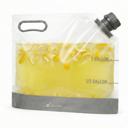 Cater Tek 1 gal Clear Plastic Take Out Drink Bag - with Safety Cap - 12 3/4" x 5 3/4" x 11 3/4" - 2 count box