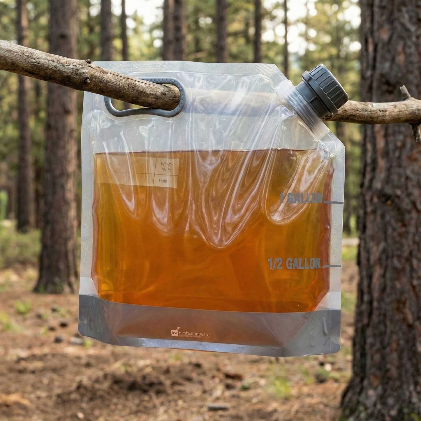 Cater Tek 1 gal Clear Plastic Take Out Drink Bag - with Safety Cap - 12 3/4" x 5 3/4" x 11 3/4" - 2 count box