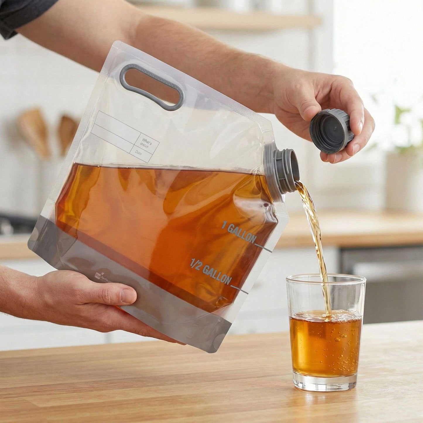 Cater Tek 1 gal Clear Plastic Take Out Drink Bag - with Safety Cap - 12 3/4" x 5 3/4" x 11 3/4" - 2 count box