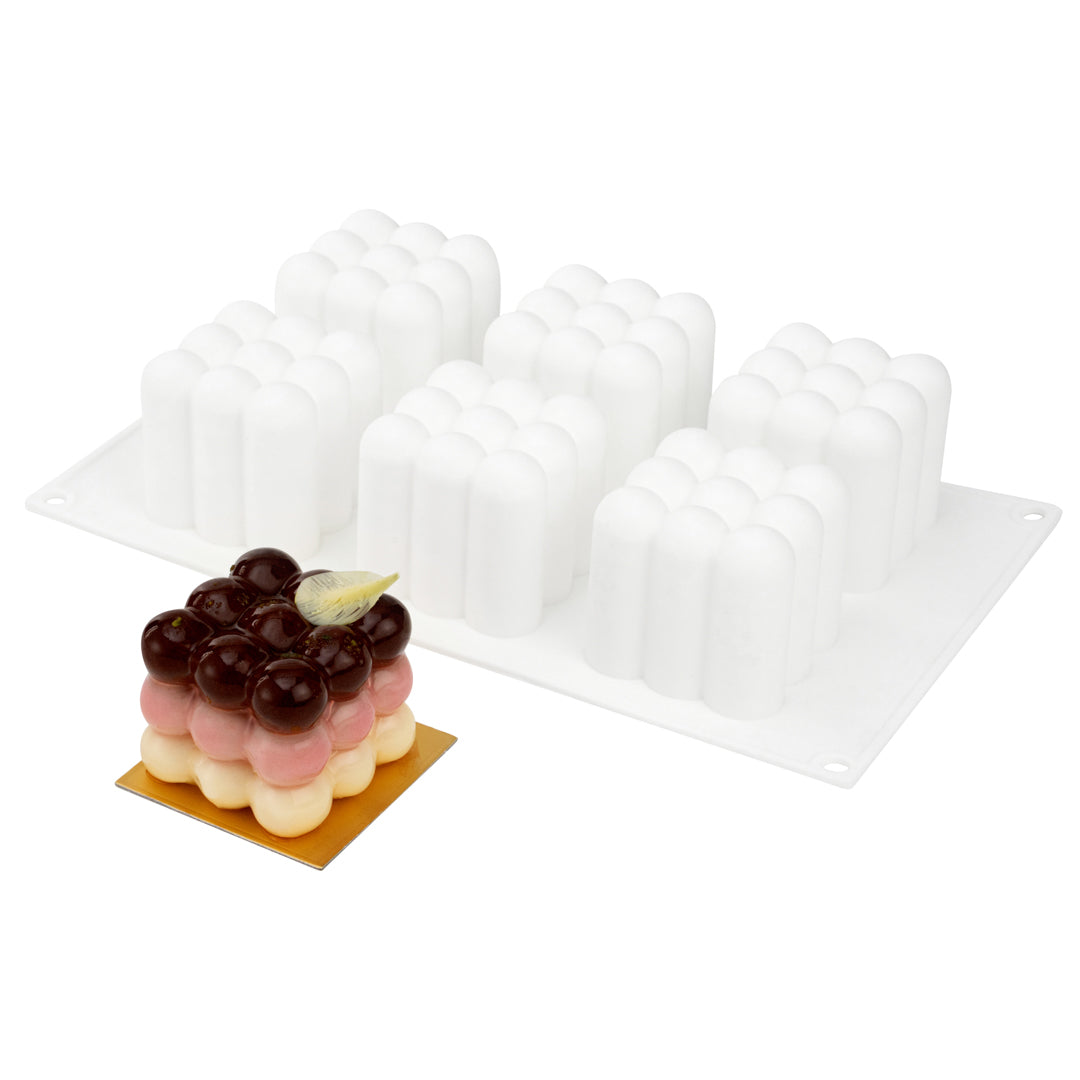 Pastry Tek Silicone Bubble Cube Baking Mold - 6-Compartment - 1 count box
